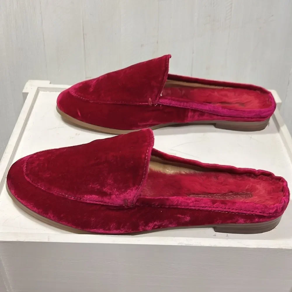 Velvet Faux Fur Slides Mules Loafers Banana Republic Women’s 6 Fuchsia